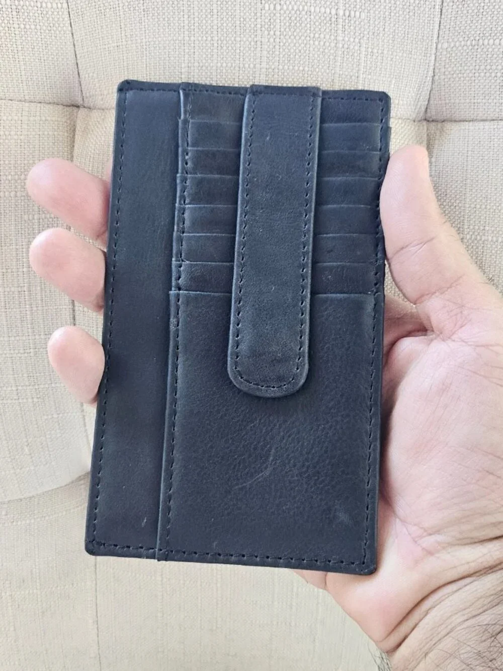 Leather Long Wallet Unisex Card Holder Blak Genuine Leather Handmade Clutch